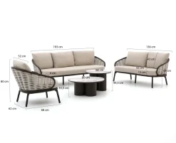 Apple Bee Pine Key/Tonga Sessel-Sofa Lounge-Set 5-teilig 6-Sitzer