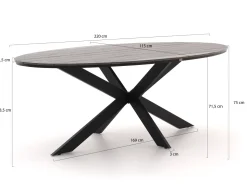 Bellagio Avenza/Fidenza oval 220 cm Gartenmöbel-Set 7-teilig verstellbar