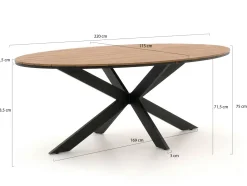 Bellagio Avenza/Fidenza oval 220 cm Gartenmöbel-Set 7-teilig verstellbar