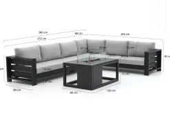 Bellagio Avolo/Cosiraw 120 cm Ecklounge-Set mit Feuertisch 3-teilig rechts