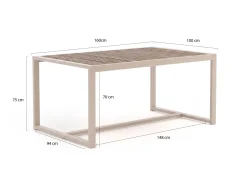Bellagio Cadora Gartentisch 160x100x75 cm