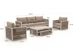 Bellagio Cadora Sessel-Sofa Lounge-Set 5-teilig 5-Sitzer
