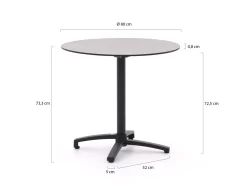 Bellagio Canzo Gartentisch klappbar ø 80 cm (h:73 cm)