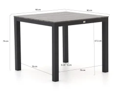 Bellagio Dranera/Fidenza 90 cm Gartenmöbel-Set 3-teilig stapelbar