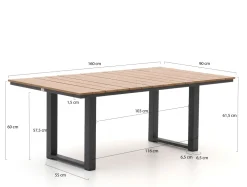 Bellagio Fidenza Garten Lounge Esstisch 160x90x62 cm