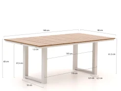 Bellagio Fidenza Garten Lounge Esstisch 160x90x62 cm