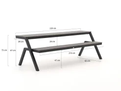 Bellagio Fidenza Picknicktisch Balkon 220x85x75 cm