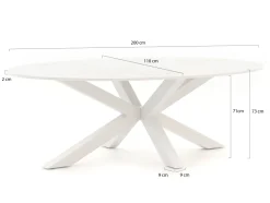 Bellagio Induno Ellips Gartentisch 200x110 cm