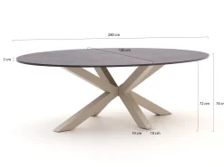 Bellagio Induno Ellips Gartentisch 280x130 cm