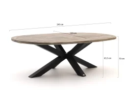 Bellagio Induno Ellips Low Dining Gartentisch 240x120 cm