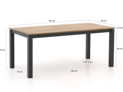 Bellagio Lagundo Gartentisch 180x90x76 cm