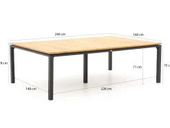 Bellagio Linosa Gartentisch 240x160x75 cm