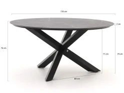 Bellagio Marudo/Lodola ø 150 cm Gartenmöbel-Set 6-teilig Stapelbar