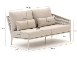Bellagio Mineo Lounge Element linker Arm + rechter Arm 144 cm