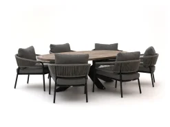 Bellagio Nova Siri /ROUGH-Y Ellips 240cm Low Dining Gartenmöbel-Set 7-teilig