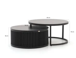 Bellagio Oriago Lounge Gartentisch-Set ø 85 cm (h:45 cm)/ø 78 cm (h:36 cm)