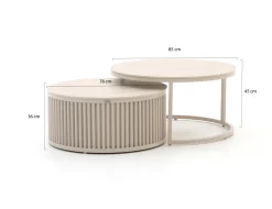 Bellagio Oriago Lounge Gartentisch-Set ø 85 cm (h:45 cm)/ø 78 cm (h:36 cm)