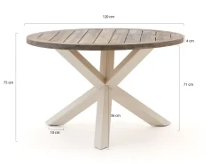 Bellagio Panaro/ROUGH-Y ø 120 cm Gartenmöbel-Set 5-teilig stapelbar