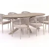 Bellagio Panaro/ROUGH-Y Ellips 240 cm Gartenmöbel-Set 7-teilig stapelbar
