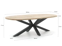 Bellagio Pizzoli/ROUGH-Y Ellips 200 cm Gartenmöbel-Set 5-teilig stapelbar