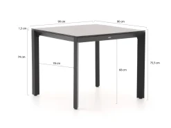 Bellagio Roma/Sestino 90 cm Gartenmöbel-Set 3-teilig stapelbar