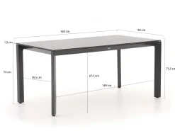 Bellagio Roma/Sestino 160 cm Gartenmöbel-Set 5-teilig stapelbar
