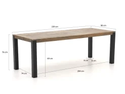Bellagio Rumo/ROUGH-S 220 cm Gartenmöbel-Set 7-teilig Stapelbar