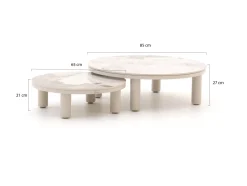 Bellagio Sarsina Lounge Gartentisch-Set ø 85 cm(h:27 cm)/ø 65 cm (h:21 cm)