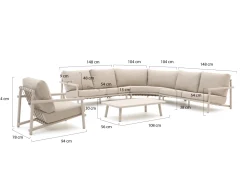 Bellagio Torre Muzza Ecklounge-Set 5-teilig