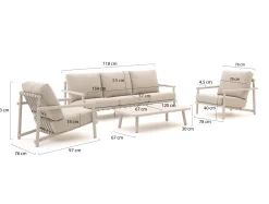 Bellagio Torre Muzza Sessel-Sofa Lounge-Set 4-teilig
