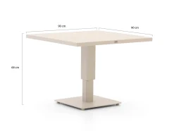 Bellagio Usini Garten Lounge Esstisch 90x90x45/68 cm höhenverstellbar