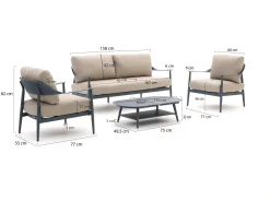 Bellagio Valli Sessel-Sofa Lounge-Set 4-teilig