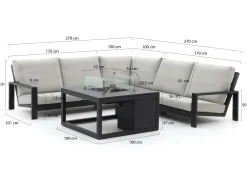 Bellagio Vezzano/Cosi 100 cm Ecklounge-Set mit Feuertisch 4-teilig