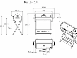 Boretti Barilo 2.0 Holzkohlegrill 57x109x106 cm
