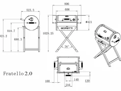 Boretti Fratello 2.0 Holzkohlegrill 52x81x112 cm