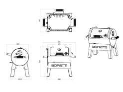 Boretti Terzo Holzkohlegrill 57x39x52 cm