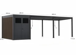 Cedrino Pergola 600x300x255 cm inkl. Stauraum 300x200 cm