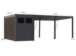 Cedrino Pergola 530x360x255 cm inkl. Stauraum 360x200 cm