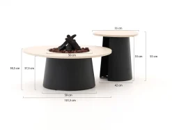 Cosidune Lounge Feuertisch-Set ø 100 cm (h: 40 cm)/ø 55 cm (h: 55 cm)