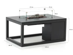 Cosiraw Lounge Feuertisch 120x80x55 cm