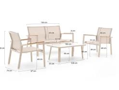 Forza Asmonte Sessel-Sofa Lounge-Set 4-teilig