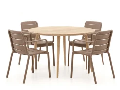 Forza Narni/ROUGH-K ø 115 cm Gartenmöbel-Set 5-teilig stapelbar