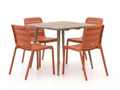 Forza Narni/ROUGH-K 90 cm Gartenmöbel-Set 5-teilig stapelbar