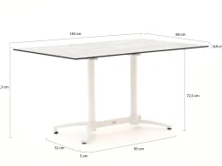 Forza Ripi/Canzo 140 cm Gartenmöbel-Set 5-teilig stapelbar klappbar