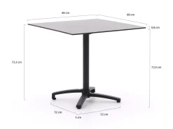Forza Ripi/Canzo 80 cm Gartenmöbel-Set 5-teilig stapelbar klappbar