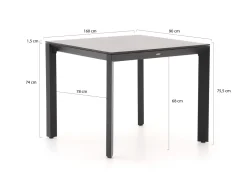 Forza Ripi/Sestino 90 cm Gartenmöbel-Set 5-Teilig Stapelbar
