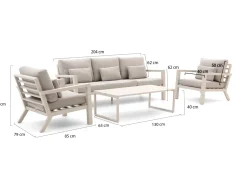 Forza Sarnico Sessel-Sofa Lounge-Set 4-teilig