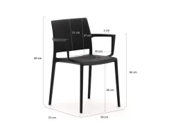 Forza Sile/Canzo 120 cm Gartenmöbel-Set 5-teilig stapelbar klappbar