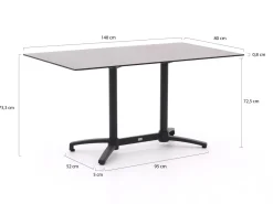 Forza Sile/Canzo 140 cm Gartenmöbel-Set 5-teilig stapelbar klappbar