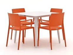 Forza Sile/Sora 90 cm Gartenmöbel-Set 5-teilig stapelbar